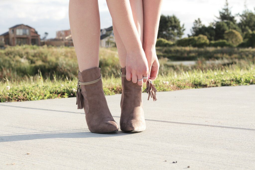 Styling Boohoo ankle boots with fringe detail